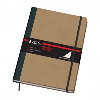 CUADERNO COSIDO DINA4 VESTA NATURE 96HOJAS 80GR CUADRICULADO CON GOMA