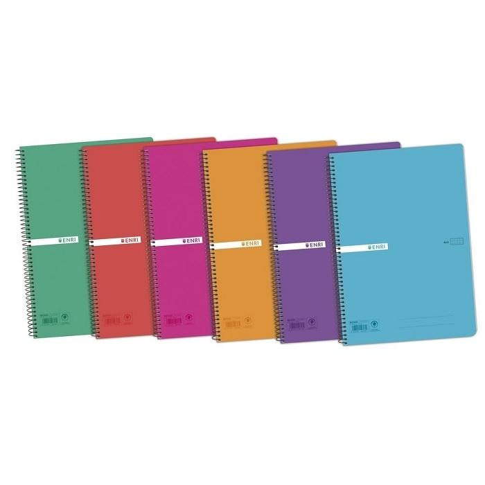 Cuaderno Espiral Cuadricula 4x4 80 Hojas Tapa Polipropileno Folio Con Margen Enri