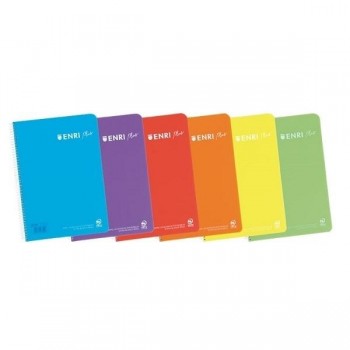 CUADERNO ESPIRAL PAUTA 2,5MM FOLIO 80 HOJAS TAPA PLASTICO CON MARGEN ENRI 400133586