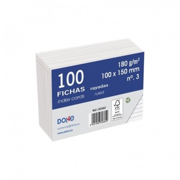 FICHAS Nº3 RAYADAS 100X150MM PAQUETE 100UDS DOHE