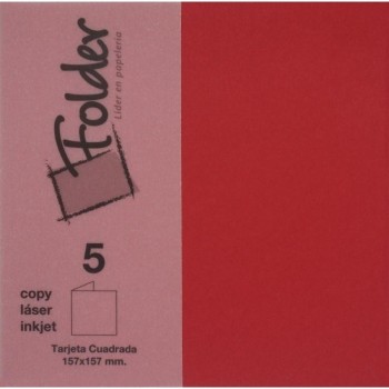 CARTULINA CUADRADA 157X157 DOBLE 225GR FOLDER PACK 5 TARJETAS COLOR ROJO