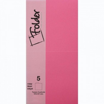 CARTULINA CUADRADA 157X157 DOBLE 225GR FOLDER PACK 5 TARJETAS COLOR FUCSIA