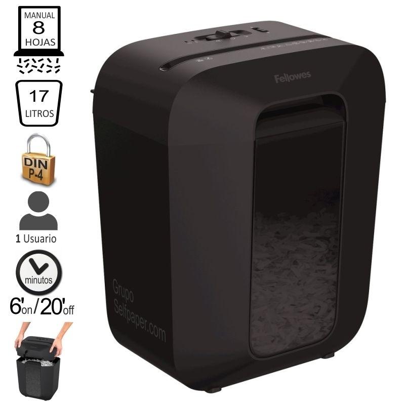 DESTRUCTORA FELLOWES LX45 8H SEGURIDAD P4 17 LITROS 8 HOJAS