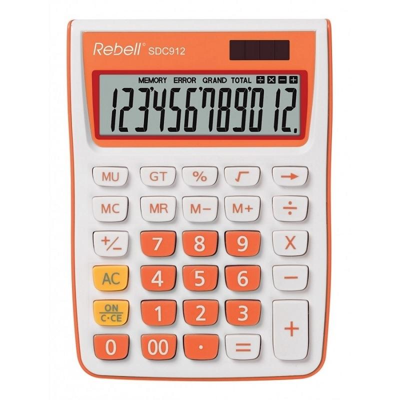 CALCULADORA 12 DIGITOS SOBREMESA REBELL SDC-912 NARANJA