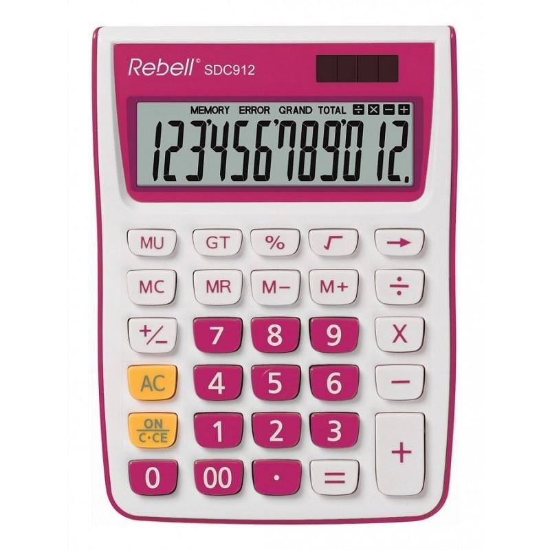 CALCULADORA 12 DIGITOS SOBREMESA REBELL SDC-912 ROSA