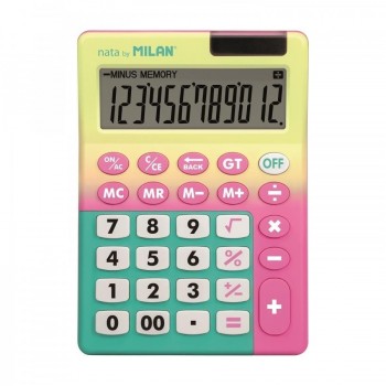 CALCULADORA 12 DIGITOS SOBREMESA MILAN SUNSET AMARILLO/ROSA BLISTER DE 1