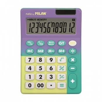 CALCULADORA 12 DIGITOS SOBREMESA MILAN SUNSET LILA/TURQUESA BLISTER DE 1