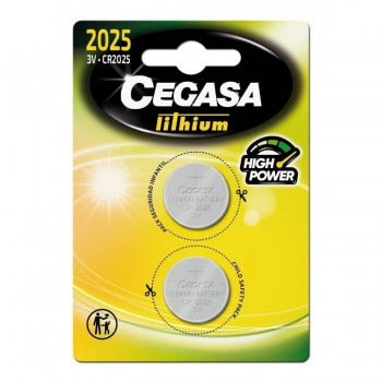 PILA BOTON CR2025 LITIO 3V BLISTER 2 UDS CEGASA