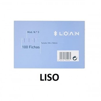 FICHAS Nº3 LOAN LISAS 100X150MM N 3 PAQUETE DE 100