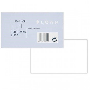 FICHAS Nº1 BLANCAS 65X95MM PAQUETE 100UDS LOAN