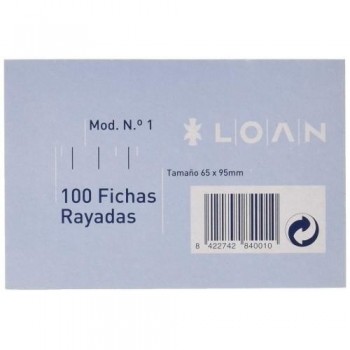 FICHAS Nº1 RAYADAS 65X95MM PAQUETE 100UDS LOAN