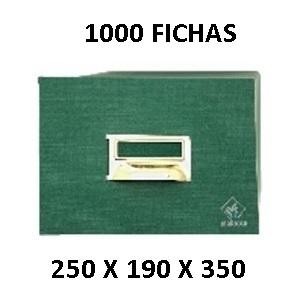 FICHERO FICHAS Nº5 CARTON FORRADO MARIOLA EN GELTEX VERDE PARA 1000 FICHAS 250X190X350 MM. REF.5-1000