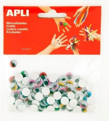 OJOS MOVILES APLI COLOR CON PESTAÑAS ADHESIVAS 100UDS  (  13265  )
