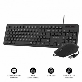 TECLADO Y RATON COMBO BUSINESS SLIM SILENCIOSO CON CABLE USB