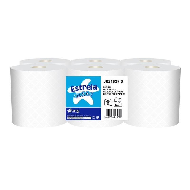 CAJA 6 ROLLOS SECAMANOS 1 CAPA 300MTS 11006 NEUTRO CO2