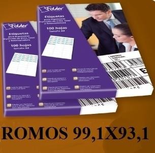 ETIQUETAS BLANCAS FOLDER INKJET LASER Y COPY 99,1X93,1 100 HOJAS DINA4 CANTOS ROMOS