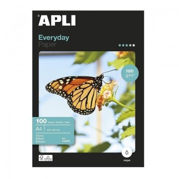 PAPEL FOTOGRAFICO APLI DINA4 180GR 100H INKJET EVERYDAY GLOSSY (  11475  )