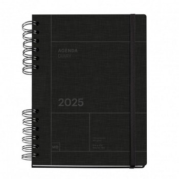 AGENDA  PLUS WIRE-O DIA PAGINA NEGRO BASICS 2025