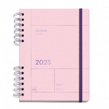 AGENDA  PLUS WIRE-O DIA PAGINA ROSA BASICS 2025