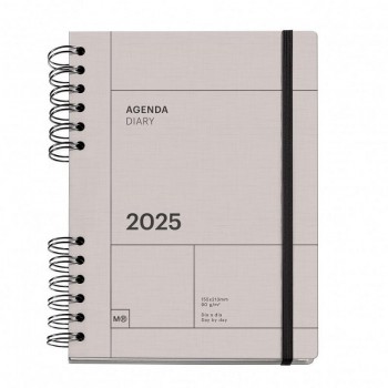 AGENDA  PLUS WIRE-O DIA PAGINA GRIS BASICS 2025