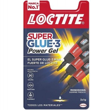 PEGAMENTO INSTANTANEO 1GR POR 3 TUBOS LOCTITE POWER FLEX MINI TRIO ADHESIVO UNIVERSAL RESISTENTE Y FLEXIBLE 2640066