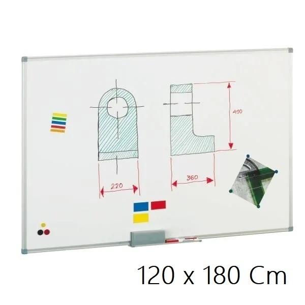 PIZARRA BLANCA MARCO ALUMINIO 120X180CM CON CAJETIN FAIBO