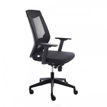 SILLA SINCRO SOPORTE LUMBAR RESPALDO Y BRAZOS REGULABLES TELA IGNIFUGA ROCADA 908-4 NEGRO