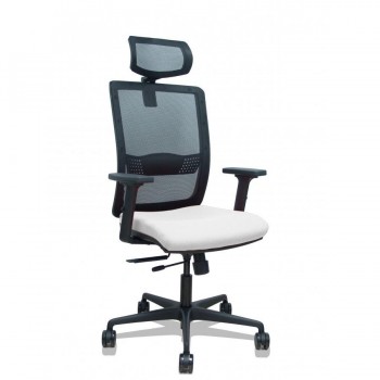 SILLA HACHES TRASLACK MALLA NEGRA BRAZOS 2D RUEDAS 65MM ASIENTO BALI BLANCO