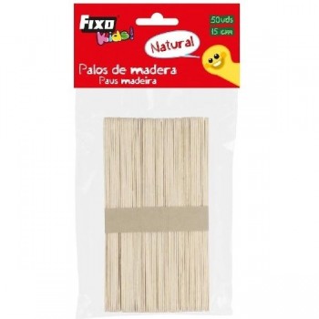 PALILLOS PLANOS FIXO KIDS MADERA NATURAL PALOS DE POLO 15CM. PACK DE 50