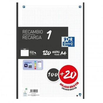 RECAMBIO DINA4 5X5 4TAL 1 BANDA 120H 90GR OXFORD NEGRO (100+20)