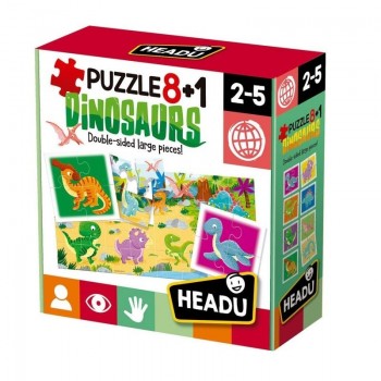 JUEGO EDUCATIVO HEADU PUZZLE 8+1 DINOSAURS (2-5 AÑOS)