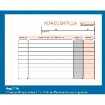 TALONARIO ENTREGAS 8º OCTAVO APAISADO DUPLICADO LOAN T79