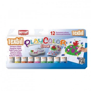 TEMPERA SOLIDA PLAYCOLOR TEXTIL ONE 10GR. ESTUCHE DE 12 COLORES