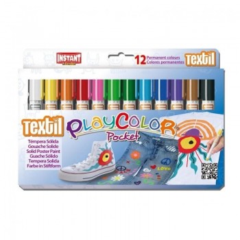 TEMPERA INSTANT SOLIDA PLAYCOLOR TEXTIL POCKET 5GR 12 COLORES