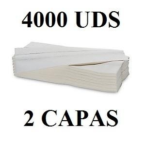 PAPEL SECAMANOS EN TOALLA PLEGADA EN V 2CAPAS 100% TISU LAMINADA 4000UDS