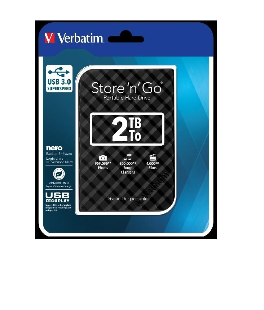 DISCO DURO PORTATIL STORE  N  GO, 2.5 , USB 3.0, 2 TB HDD NEGRO VERBATIM