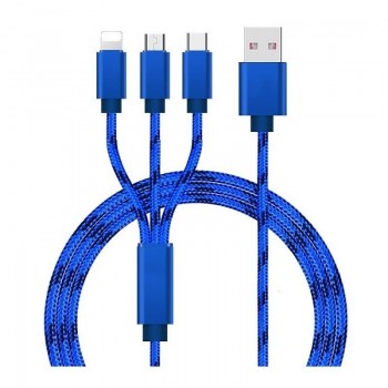 CABLE 3 EN 1 CARGA SIMULTANEA (LIGHTNING, MICROUSB Y USB TIPOC)