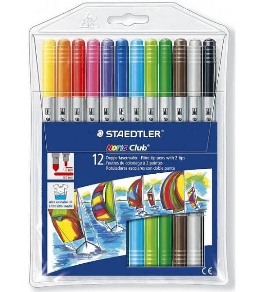 ROTULADOR FIBRA STAEDTLER  320 NORIS CLUB DOBLE PUNTA ESTUCHE DE 12