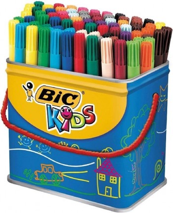 ROTULADORES ESTUCHE DE 12 COLORES BIC KIDS 10+2  TINTA BASE AGUA ULTRA LAVABLE 12 COLORES