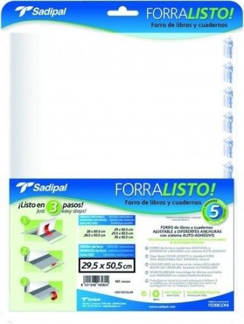 FORRO DE LIBROS FORRALISTO 29CM BLISTER 5UNIDADES FORRO-FUNDAS SADIPAL