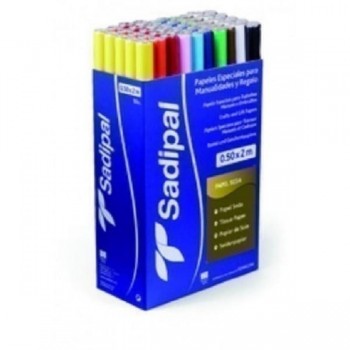 PAPEL SEDA ROLLO SADIPAL COLORES 0,5X2 METROS EXPOSITOR