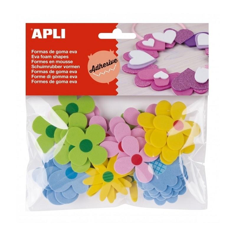 GOMA EVA FORMAS ADHESIVAS FLORES 40UDS APLI (  15140  )