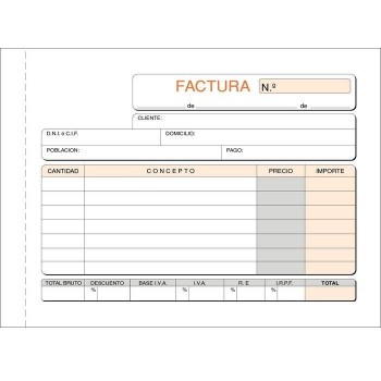 TALONARIO FACTURAS 1/8 APAISADO T-45