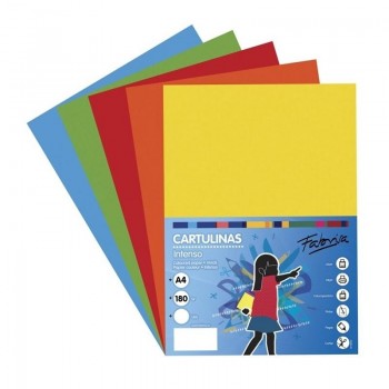 CARTULINAS DINA4 210X297 180GR 50H 5 COLORES FUERTES FABRISA