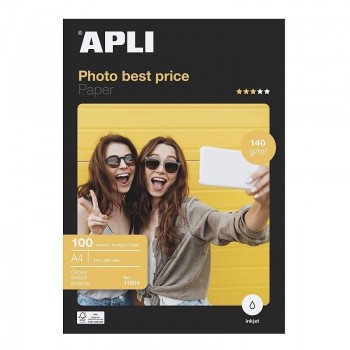 PAPEL FOTOGRAFICO APLI DINA4 140GR 100 HOJAS GLOSSY