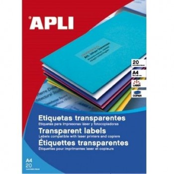 ETIQUETA TRANSPARENTES PERMANENTES 99.1 X 38.1 20 HOJAS APLI (  10969  )