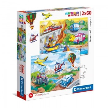 PUZZLE CLEMENTONI TRANSPORTES 2X60 PIEZAS