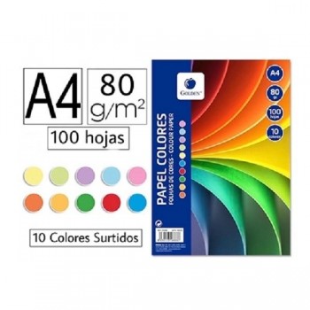 PAQUETE PAPEL 10 COLORES DINA4 100H BISMARK (GOLDEN)