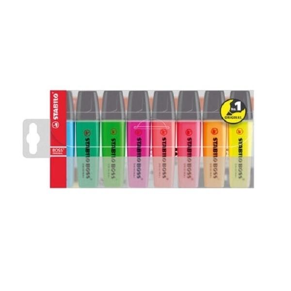 MARCADORES FLUORESCENTES ESTUCHE 8 MARCADORES STABILO BOSS COLORES SURTIDOS