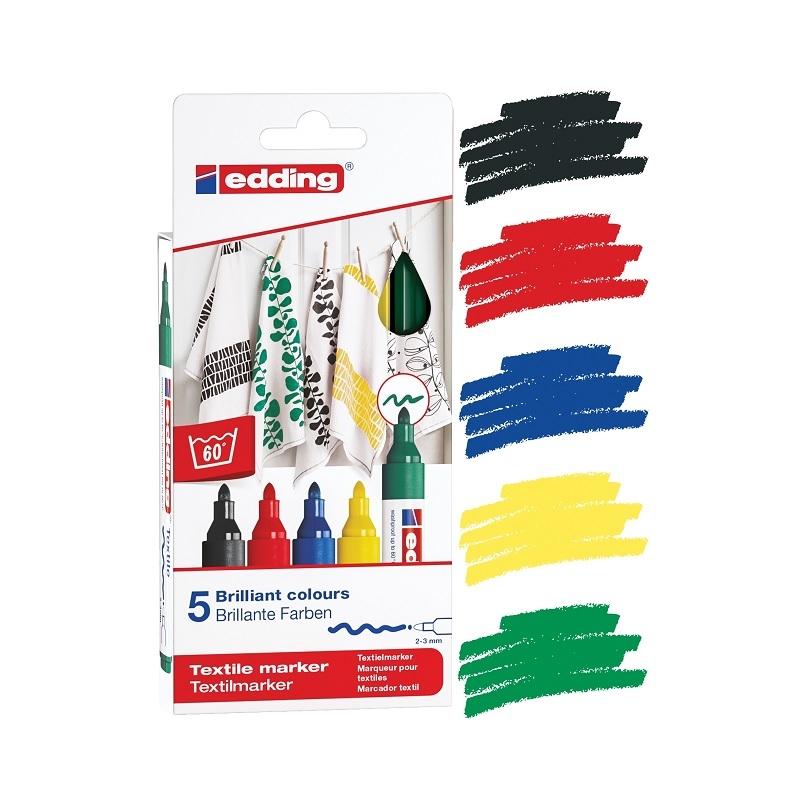 ROTULADOR TEXTIL EDDING 4500 PUNTA CONICA 2-3MM ESTUCHE 5 UNIDADES